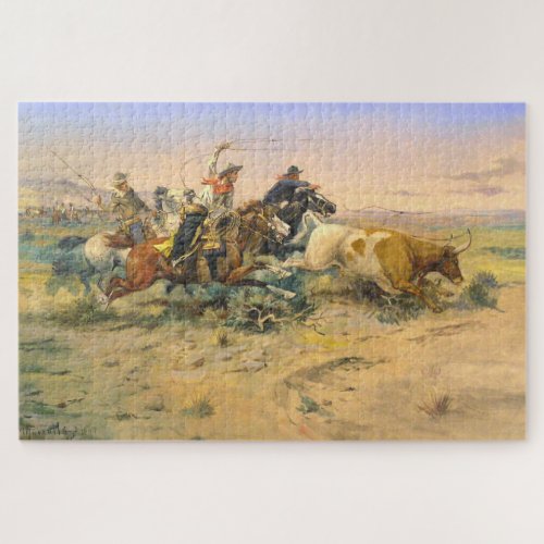 The Herd Quitter Cowboy Wranglers C Russell 1897 Jigsaw Puzzle