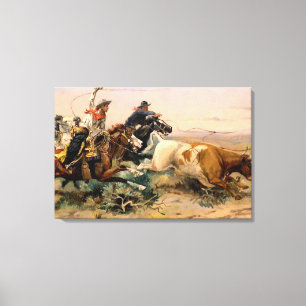 “The Herd Quitter” Western Art by Charles M Russel Canvas Print