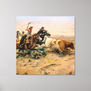 “The Herd Quitter” Western Art by Charles M Russel Canvas Print