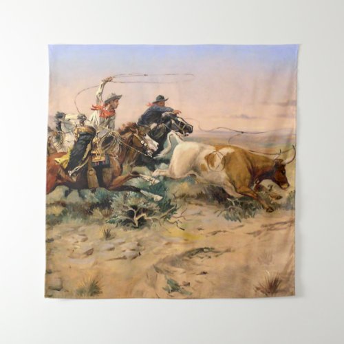 The Herd Quitter Western Art by Charles M Russel Tapestry