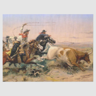 “The Herd Quitter” Western Art by Charles M Russel Tissue Paper