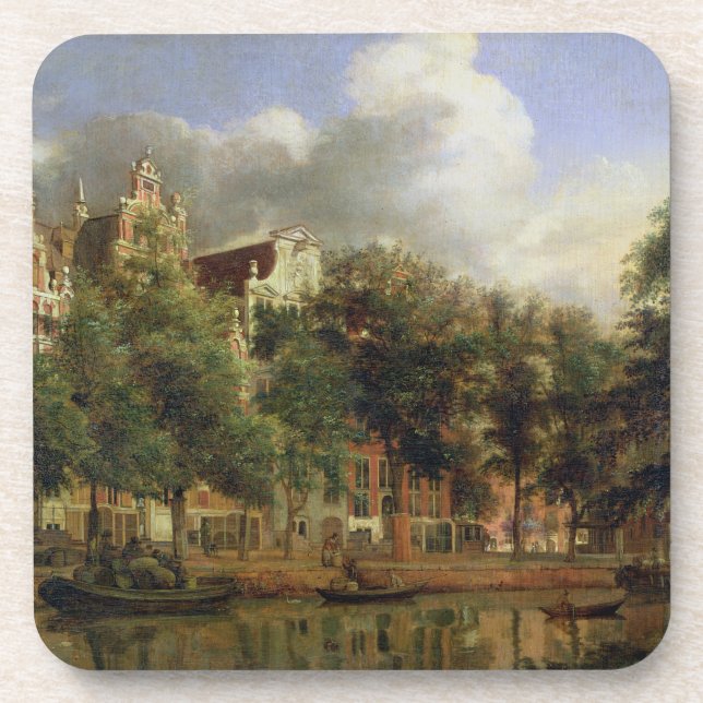 The Herengracht, Amsterdam (oil on panel) Drink Coaster (Front)