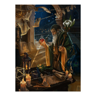 The Hermit card illustration - alchemy art Poster