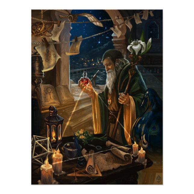 The Hermit card illustration - alchemy art Poster (Front)