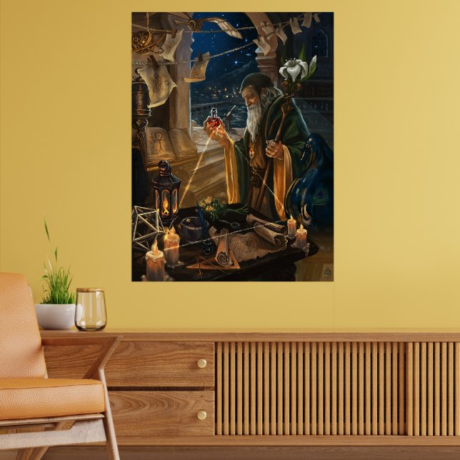 The Hermit card illustration - alchemy art Poster (Living Room 2)