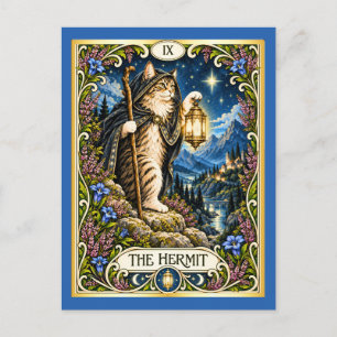 The Hermit Cat Tarot - Solitude and Wisdom Postcard