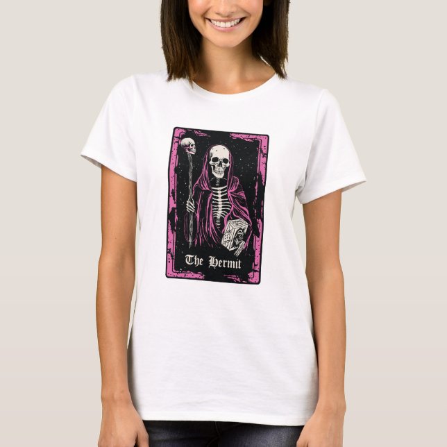 The Hermit Skeleton Tarot T-Shirt (Front)