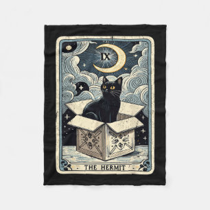 The Hermit Tarot Card Cat In Box Mystic Funny Cat Fleece Blanket
