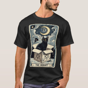 The Hermit Tarot Card Cat In Box Mystic Funny Cat  T-Shirt