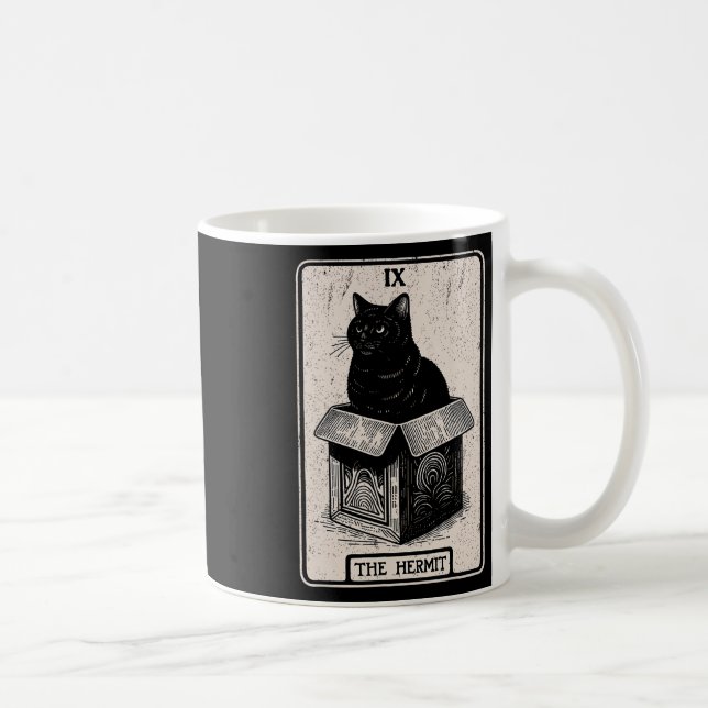 The Hermit Tarot Card Mystic Cat In Box Funny Cat  Coffee Mug (Right)