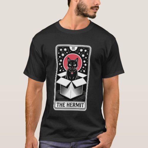 The Hermit Tarot Card Mystic Cat in Box Funny Cat T-Shirt