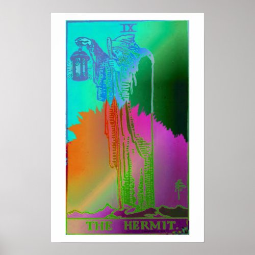 The Hermit Tarot Card Psychedelic Poster