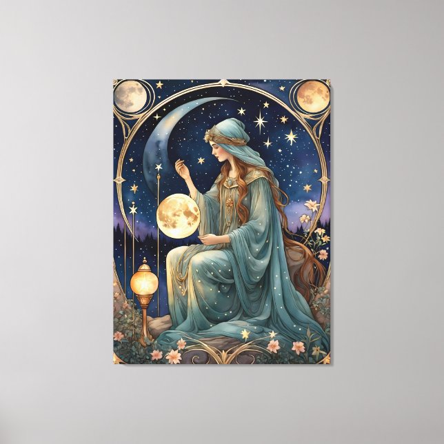 the hermit tarot painting inspired original canvas print (Front)