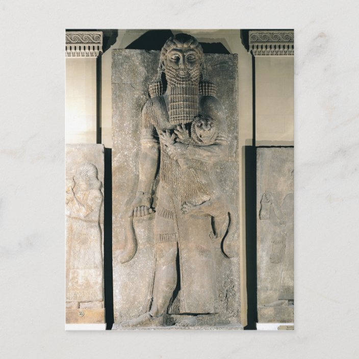 The hero Gilgamesh holding a lion Postcard
