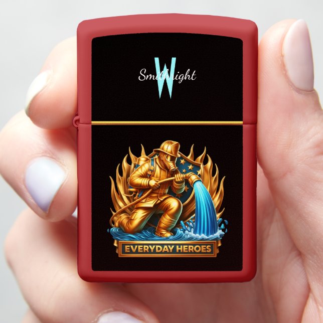 The Heroic Fireman Taming Flames Zippo Lighter (In Hand)