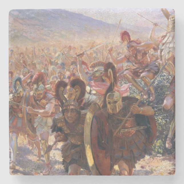 The Heros of the Battle of Marathon (Rochegrosse) Stone Coaster (Front)