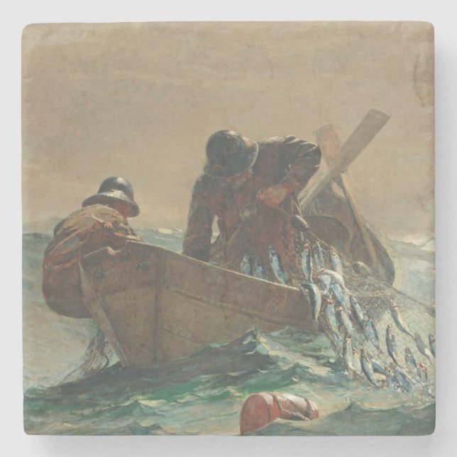 The Herring net, 1885 (oil on canvas) Stone Coaster (Front)