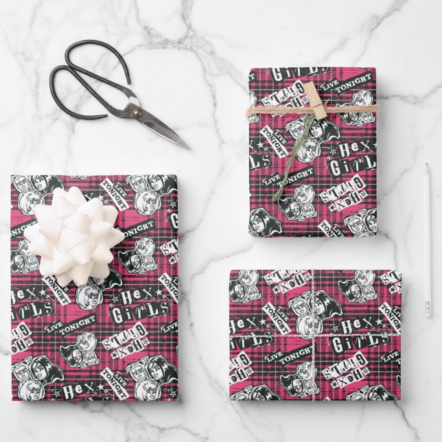 The Hex Girls Punk Plaid Pattern Wrapping Paper Sheets (Front)