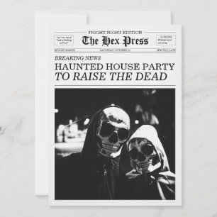 The Hex Press Newspaper Haunted House Party Invitation