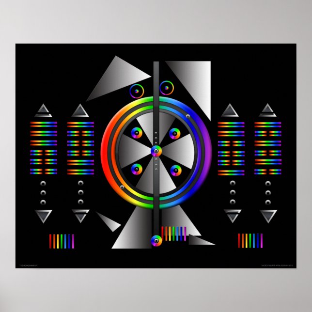 "The Hexagram Pup" Abstract I Ching & Chakra Art Poster (Front)