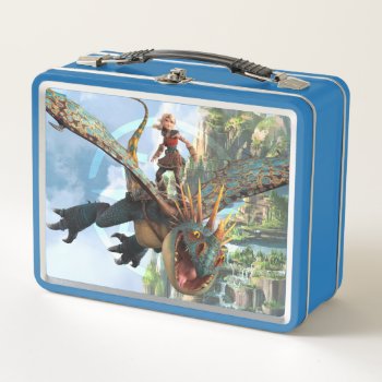 The Hidden World | Astrid On Stormfly's Back Metal Lunch Box by howtotrainyourdragon at Zazzle