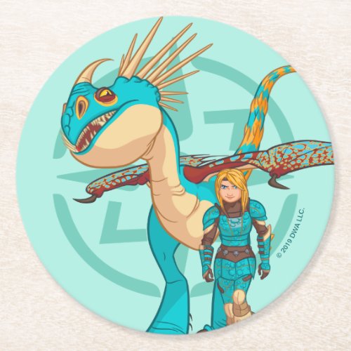 The Hidden World  Astrid  Stormfly In Armor Round Paper Coaster