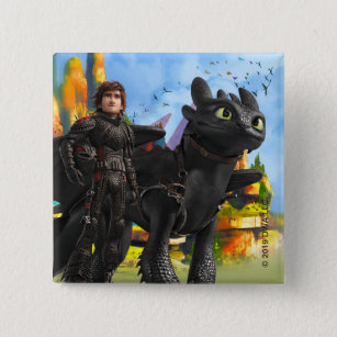 The Hidden World   Hiccup & Toothless In Armor Button