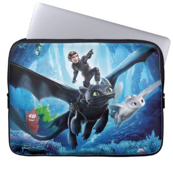 The Hidden World | Hiccup  Toothless  & Light Fury Laptop Sleeve by howtotrainyourdragon at Zazzle