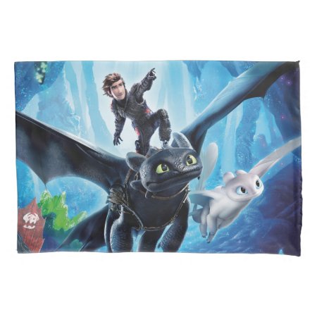 The Hidden World | Hiccup, Toothless, & Light Fury Pillow Case