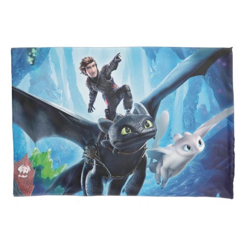 The Hidden World  Hiccup Toothless  Light Fury Pillow Case