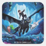 The Hidden World | Hiccup, Toothless, &amp; Light Fury Square Sticker