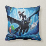 The Hidden World | Hiccup, Toothless, &amp; Light Fury Throw Pillow