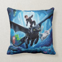 The Hidden World | Hiccup, Toothless, & Light Fury Throw Pillow