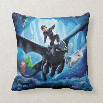 The Hidden World | Hiccup  Toothless  & Light Fury Throw Pillow by howtotrainyourdragon at Zazzle
