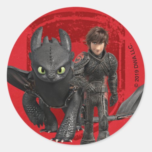The Hidden World  Hiccup  Toothless Walking Classic Round Sticker