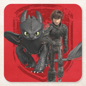 The Hidden World | Hiccup & Toothless Walking Square Paper Coaster by howtotrainyourdragon at Zazzle