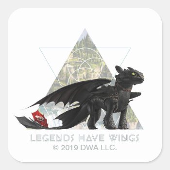 The Hidden World | Toothless: Legends Have Wings Square Sticker by howtotrainyourdragon at Zazzle