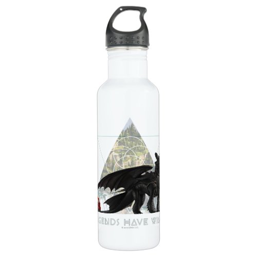 The Hidden World  Toothless Legends Have Wings Stainless Steel Water Bottle