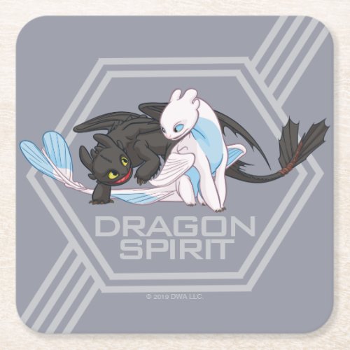 The Hidden World  Toothless  Light Fury Square Paper Coaster