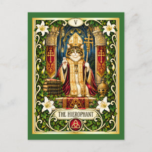 The Hierophant Cat Tarot - Tradition and Wisdom Postcard