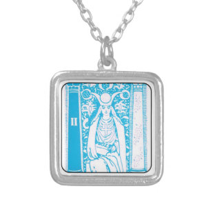 The High Priestess - 1960s Vending Machine Tarot Silver Plated Necklace