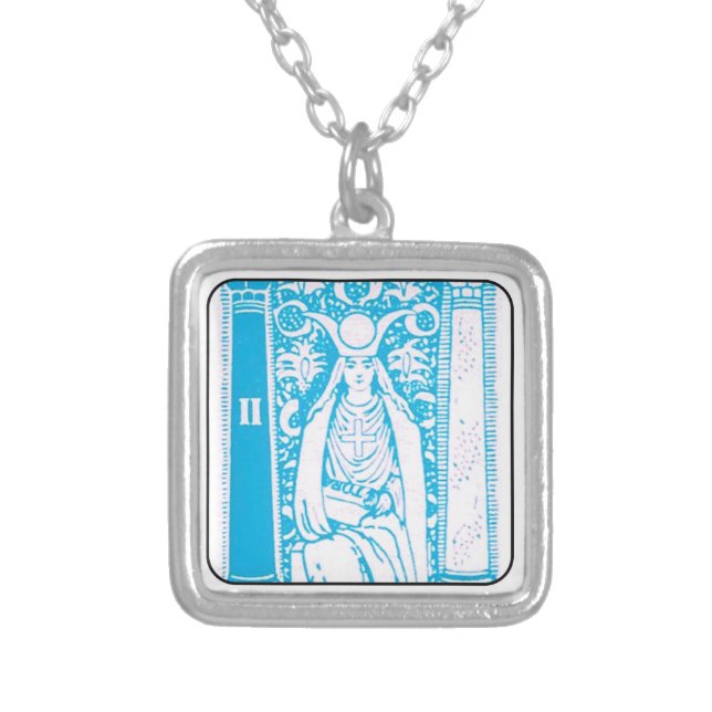 The High Priestess - 1960s Vending Machine Tarot Silver Plated Necklace (Front)