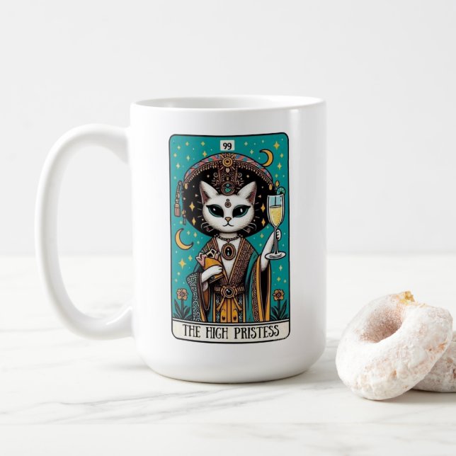 The High Priestess Cat Tarot Card Mug (With Donut)