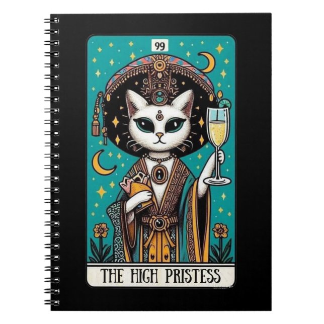 The High Priestess Cat Tarot Notebook (Front)