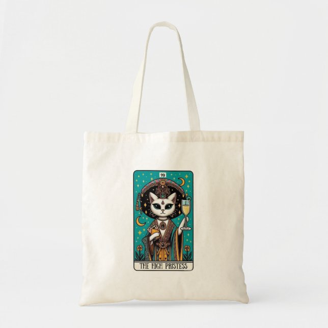 The High Priestess Cat Tarot Tote Bag (Front)
