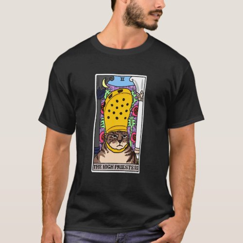 The High Priestess Tarot Card Black Cat Mystical M T_Shirt