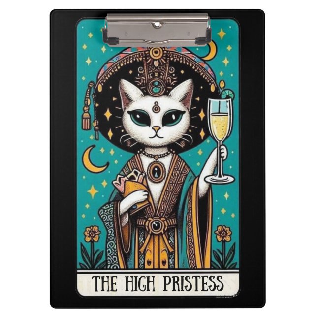 The High Priestess Tarot Cat | Mystical Witchy Clipboard (Front)
