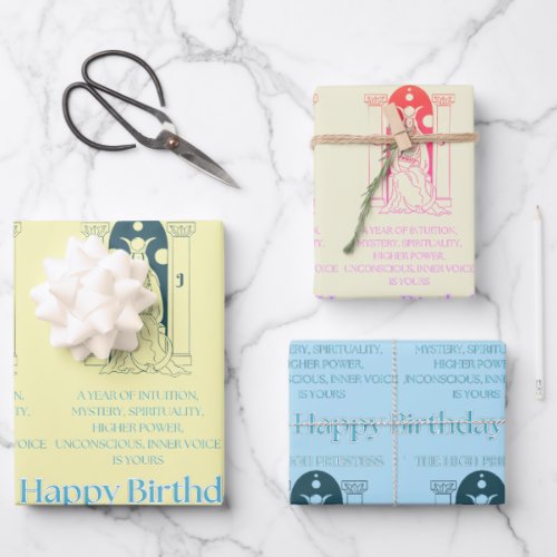 The High Priestess Tarot Me Birthday Wrapping Paper Sheets