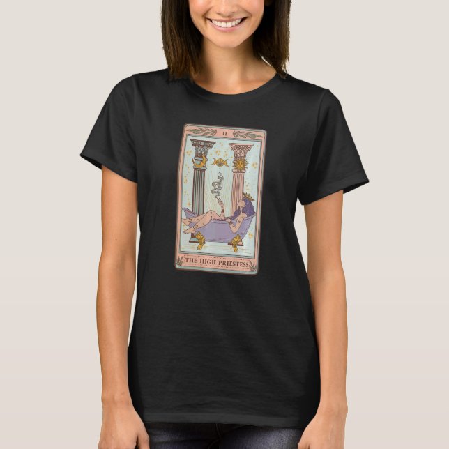 The High Priestess Weed Tarot Card Face Moon Sun A T-Shirt (Front)