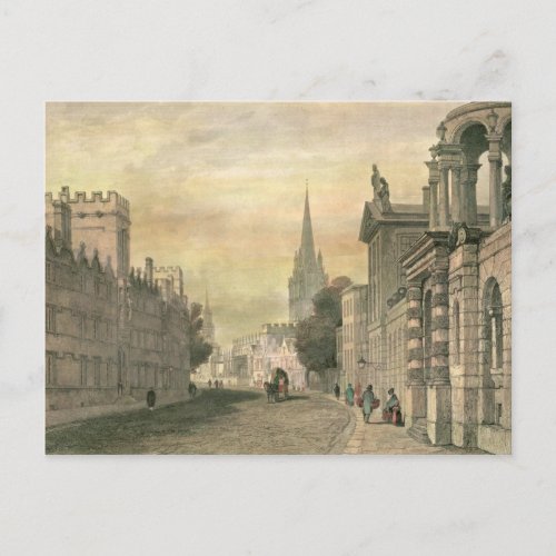 The High Street Oxford engraved by G Hollis Postcard